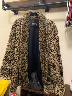 Leopard Print Faux Fur Teddy Coat - Tan/Black
